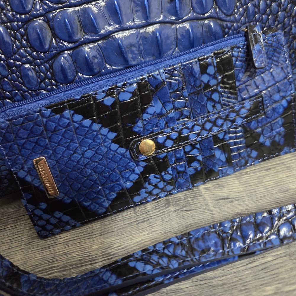 NWT BRAHMIN SAPPHIRE DUXBURY SATCHEL w/Credit Card WALLET - Picture 10 of 11